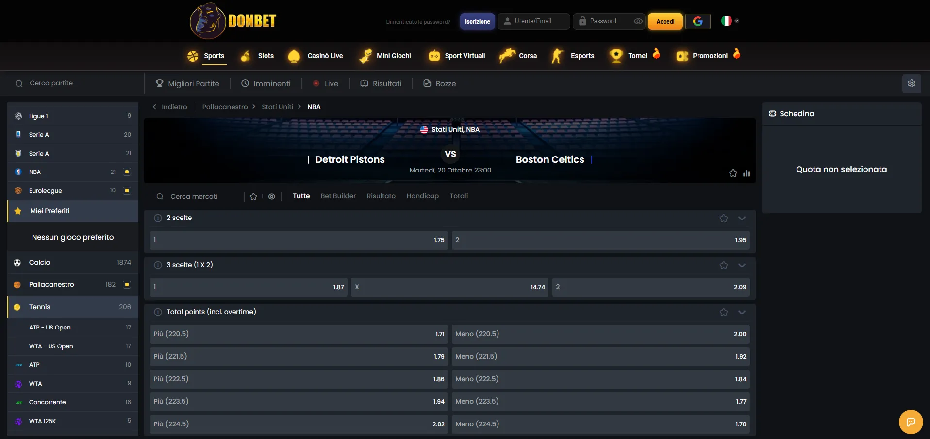 Basket: mercati di Donbet casino